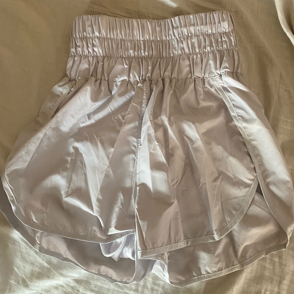 White Hi Waisted Athletic Shorts